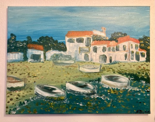 Quadro olio tela cadaques - olio, su