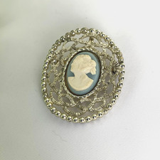 Spilla Ciondolo Pendente Cammeo Vintage Originale Bigiotteria Americana