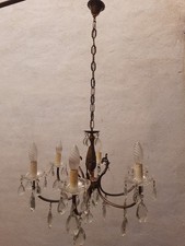 Lampadario a gocce con 2 applique, anni 70