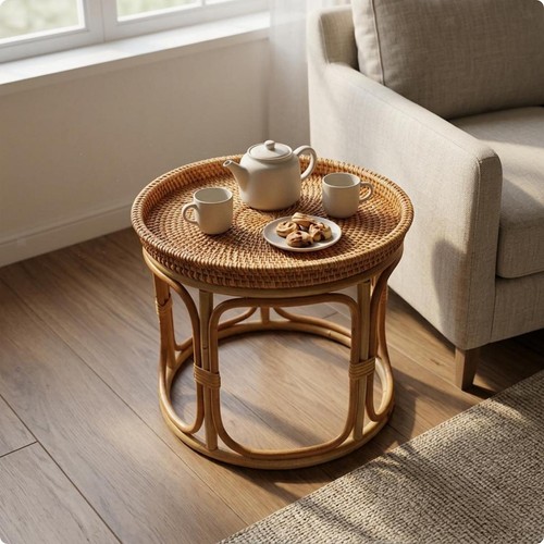 Tavolino laterale rattan - tavolino,