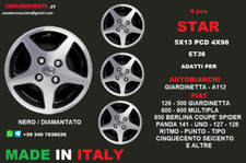 Cerchi in lega Fiat Autobianchi 5x13 4x98 Nero diamantato panda 4x4 a112 126 850