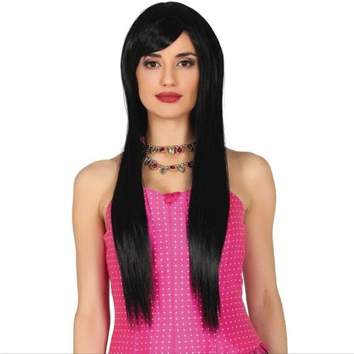 Parrucca nera lunga liscia - nera,