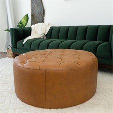 Pouf rotondo in vera pelle