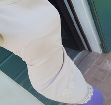 Abito Vestito Completo Giacca Elegante Soprabito Avorio Beige Crema Donna L 