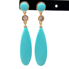 Orecchini a perno goccia blu