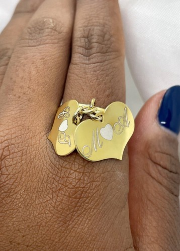 Anello con due cuori pendenti