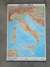 CARTINA ITALIA POL./FISICA Litografia della Cartografica
