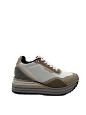 Sneakers Da Donna, Apepazza, pelle bianca-beige, numero 38, nuovo con scatola