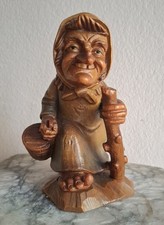 ANRI Gnomo Vintage Folletto Legno ITALY  WOOD CARVING vintage  folk OLD WITCH  