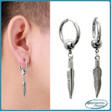 Orecchini uomo con piuma - orecchini,