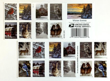 Riquadro di 20 scene invernali timbro innevato festeggiamenti matrimonio Scott #5541b