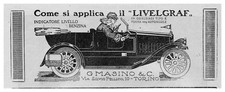 PUBBLICITA' 1920 LIVELGRAF LIVELLO BENZINA AUTO D'EPOCA SPYDER G.MASINO TORINO 