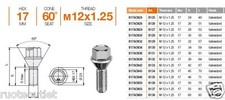 B125 16 BULLONI RUOTA M12 x