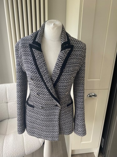 Zara blazer tweed nero - tweed, bordo