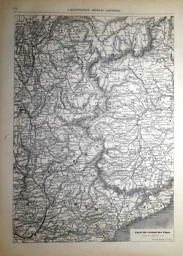 Carta geografica antica - , alpi