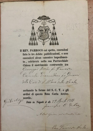 Antico documento celebrazione