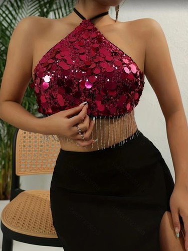 Gilet con paillettes - , halter