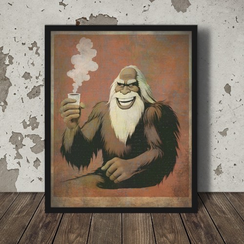 Bigfoot cafe wall art poster - cafe,
