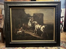 Antico Dipinto Olio Su Tela Di