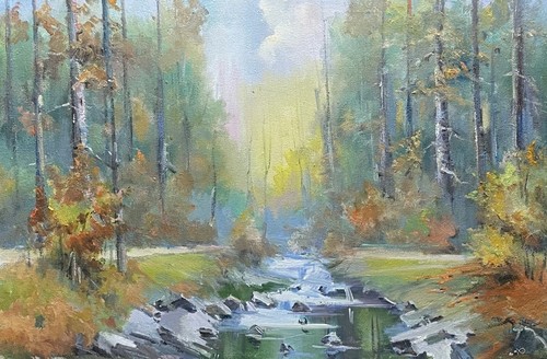 Dipinto olio autunno - , mattina