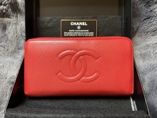Chanel red zip around wallet - zip-around,