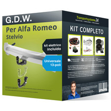 Pacco Gancio traino estr. G.D.W. per Alfa Romeo Stelvio 17- & e-kit u. a 13 poli