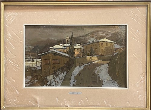 Paesaggio dipinto olio - olio, su
