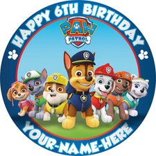 Topper per torte e cupcake commestibili personalizzati Paw Patrol