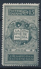 ITALIA 1921 dante alighieri NON EMESSO C 15 GRIGIO GOMMA INTEGRA MNH - 1636 SV
