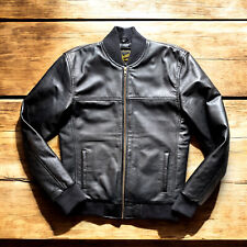 Giubbotto bomber pelle collo basso in maglina modello anni 70 80 Guendj