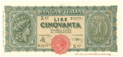 Lire italia turrita - 50, testina