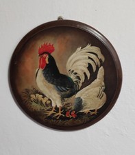 QUADRO TAVOLA TONDA  IN LEGNO GALLO 1798 DIPINTA OLIO DIAMETRO 30
