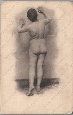 1900c Donna nuda di schiena Erotic Nude Lady Vintage Risque Cartolina erotica 