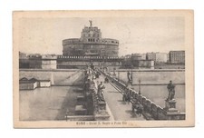 ROMA CASTEL S. ANGELO E PONTE ELIO ANNO 1924 CARTOLINA VIAGGIATA ANIMATA FP