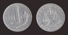 1 LIRA 1955 BILANCIA E