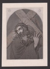 Quadro devozionale: Cristo porta la croce - XIX secolo circa - Quadro sacro - Santino D176