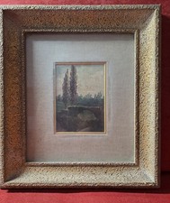 Quadro Antico. Paesaggio olio su tavoletta; cm 9x13,cornice 28x30; XIX sec.