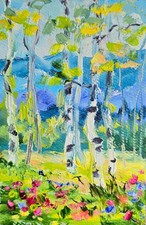 Bosco di betulle dipinto ad