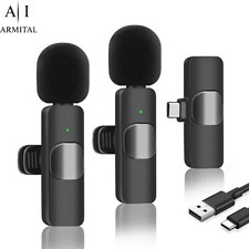 ? Microfono Lavalier Wireless Senza Fili iPhone 15 Android Tipo-C 2X Mic