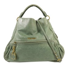 Borsa a tracolla Miu Miu GHW 2 vie borsa a mano pelle di vitello verde