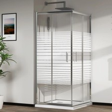 Box doccia due lati scorrevole cristallo 6mm serigrafato, 70x90cm h.185 Crome Sl
