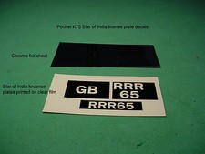 SET DECALCOMANIE TARGA "STAR OF INDIA" per POCHER K75 1/8 ROLLS ROYCE TORPEDO