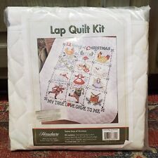 Herrschners 12 Twelve Days of Christmas Stamped Cross Stitch Lap Quilt Kit 34x43
