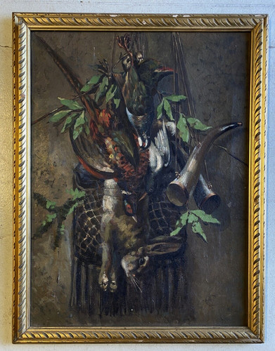Antico dipinto olio tela - tela, "ac"