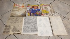 Lotto 3 Riviste Vintage Lavori A Maglia Uncinetto E Ricamo + Decalcomanie Sfuse