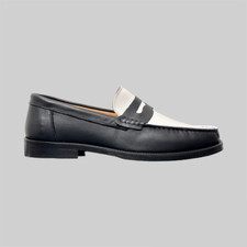 Mocassini Penny Uomo Scarpe Pelle Bianco Nero Fondo Cuoio Made in Italy Loafers
