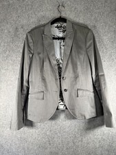 Blazer Sisley donna 48 IT grande grigio giacca a righe manica lunga carriera ufficio