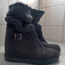 Stivali Twin Set Simona barbieri pelle scamosciata maglia camoscio zeppa interna