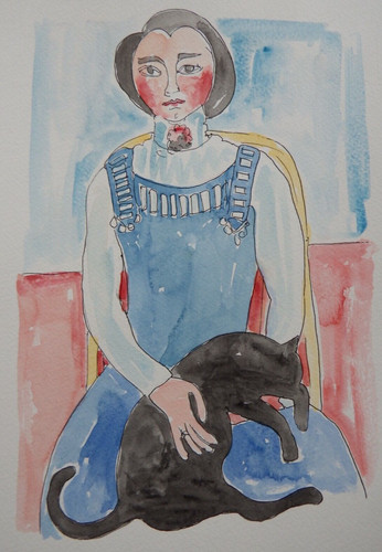 Quadro acquerello gatto - , nero