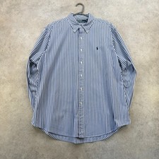 Polo Ralph Lauren uomo XL camicia a righe blu manica lunga bottoni cotone logo